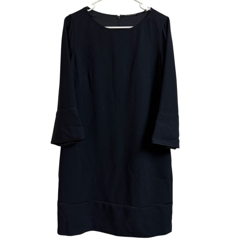 Elie Tahari Womens Size 8 Classic Solid Black Esmarella Shift Dress Bell Sleeve